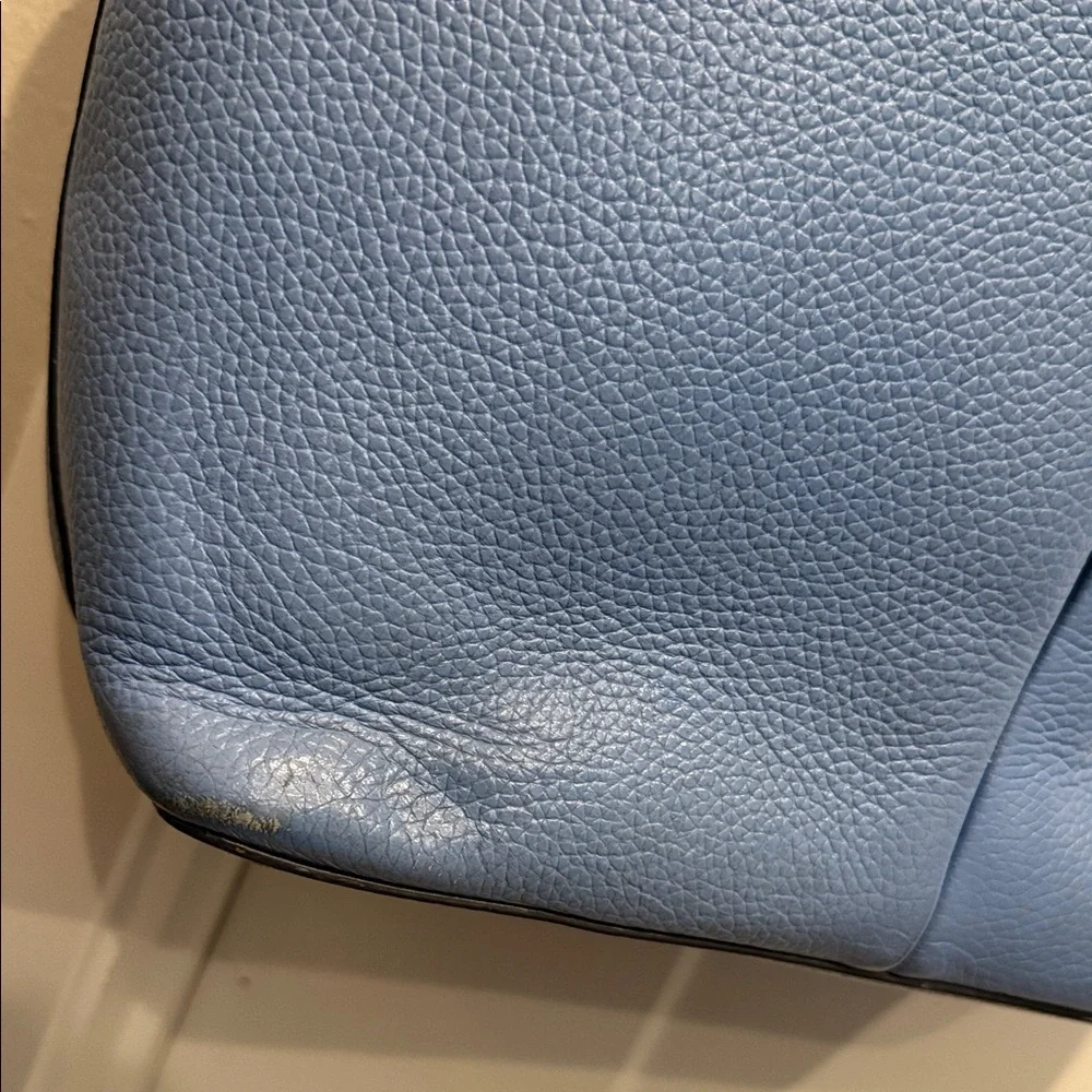 Michael Kors Blue Tote Tan Handles leather beach purse handbag designer sky - Picture 4 of 9